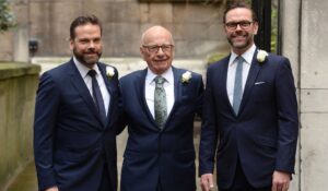 Rupert Murdoch, middle, and his sons Lachlan, left, and James, right, in 2020. (DP/AAD/STAR MAX/IPx)