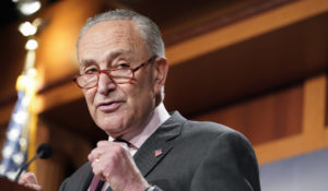 Senate Majority Leader Chuck Schumer of New York speaks during a press conference on the Inflation Reduction Act on Aug. 5 in Washington. (AP Photo/Mariam Zuhaib)