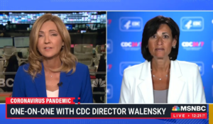 MSNBC’s Chris Jansing, left, interviewing CDC Director Dr. Rochelle Walensky. (Courtesy: MSNBC)