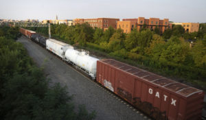 A CSX freight train travels through Alexandria, Va., Sept. 15, 2022. (AP Photo/Kevin Wolf, File)
