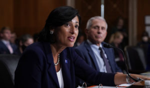 CDC director Dr. Rochelle Walensky and infectious disease expert Dr. Anthony Fauci testify before a Senate committee in Washington, D.C., July 20, 2021. (Associated Press)