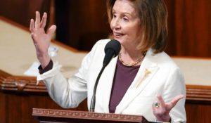 House Speaker Nancy Pelosi speaks on the House floor at the Capitol in Washington on Thursday. (AP Photo/Carolyn Kaster)