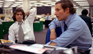Carl Bernstein, left, and Bob Woodward, shown here in 1973 inside the newsroom of The Washington Post. (AP Photo, File)