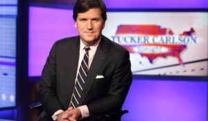 Fox News’ Tucker Carlson, from the set of his show in 2017. (AP Photo/Richard Drew, File)