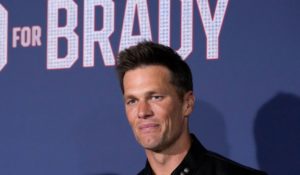 Tom Brady poses at the premiere of the film, “80 for Brady” on Tuesday in Los Angeles. (AP Photo/Chris Pizzello)