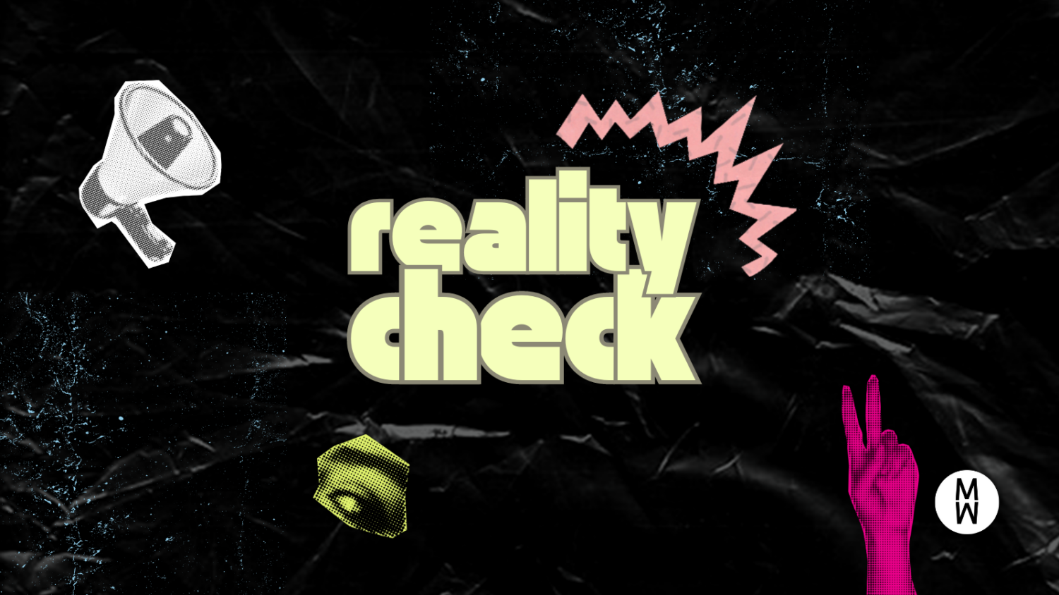 Reality check image with fingers making the peace sign and the MediaWise logo