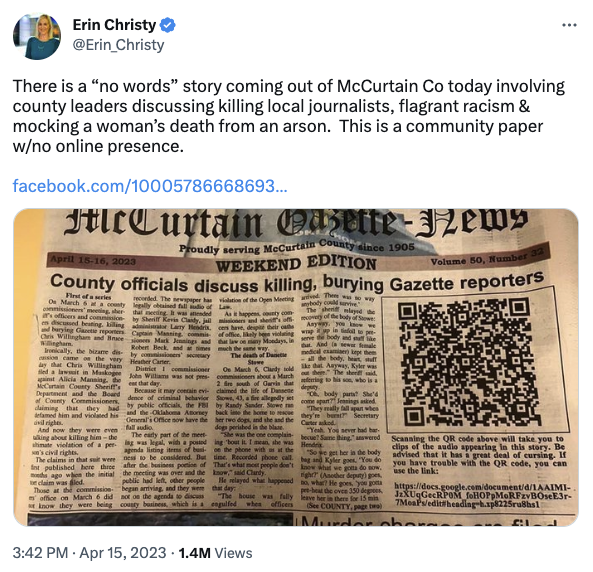 This newspaper brought a vile conversation into the light in McCurtain