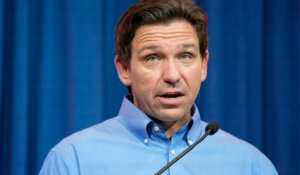 Florida Gov. Ron DeSantis, shown here at a fundraising picnic for Rep. Randy Feenstra (R-Iowa) earlier this month. (AP Photo/Charlie Neibergall, File)