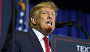 Former President Donald Trump speaks at a campaign rally, Thursday, April 27, 2023, in Manchester, N.H. (AP Photo/Charles Krupa)