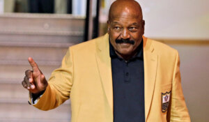Legendary football star, actor and civil rights activist Jim Brown, shown here in 2014. (AP Photo/Mark Duncan, File)