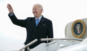 President Joe Biden on Sunday boarding Air Force One after spending the Thanksgiving weekend in Nantucket, Mass. (AP Photo/Stephanie Scarbrough) 