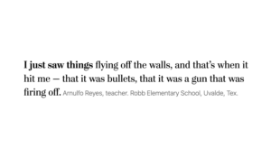 A screenshot from “Terror on Repeat,” a new report from The Washington Post that attempts to show the real effects of mass shootings involving AR-15s through photos, videos and the words of those who have survived these horrific shootings. (Courtesy: The Washington Post)