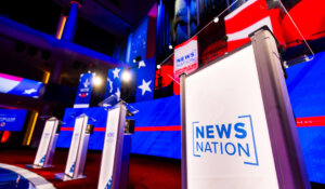 A look at the stage for Wednesday night's Republican presidential debate. (Photo: courtesy of NewsNation)