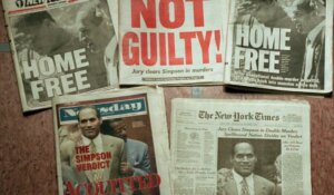 Front pages of several New York papers, including a special edition of the New York Post, with the O.J. Simpson verdict emblazoned across the front page, are show in New York, Oct. 4, 1995. Simpson was found not guilty the day before, in the deaths of his ex-wife Nicole Brown Simpson and Ronald Goldman. (AP Photo/Ed Bailey)