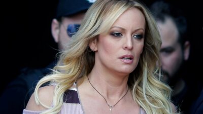 Stormy Daniels arrives at an event in Berlin, on Oct. 11, 2018. (AP Photo/Markus Schreiber, File)