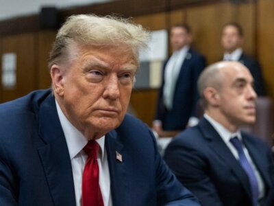 Former President Donald Trump attends jury selection at Manhattan criminal court in New York, April 15, 2024. Trump's criminal hush money trial involves allegations that he falsified his company's records to hide the true nature of payments to his former lawyer Michael Cohen, who helped bury negative stories about him during the 2016 presidential campaign. He's pleaded not guilty. (Jeenah Moon/Pool Photo via AP, File)