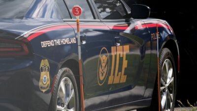 US Immigration Facilities Security An Immigration and Customs Enforcement vehicle is parked outside the ICE building Wednesday, Sept. 24, 2025, in Broadview, Ill. (AP Photo/Erin Hooley)