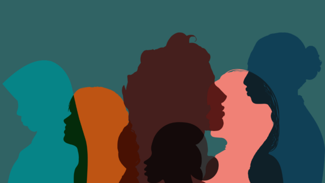 Silhouettes of women in different colors representing a diverse group of women.